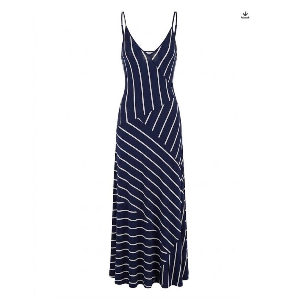 Calvin Klein Navy and White Stripe Maxi size 10